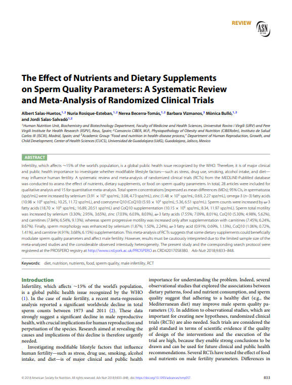 L-carnitina para mejorar la calidad espermática